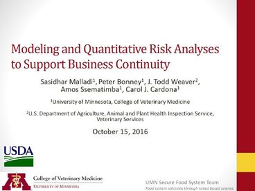 Modeling and Quantitative Risk Analyses to Support Business Continuity
