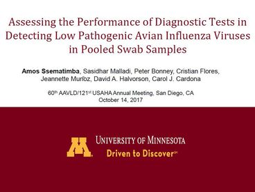Assessing the Performance of Diagnostic Tests in Detecting Low Pathogenic Avian Influenza Viruses in Pooled Swab Samples