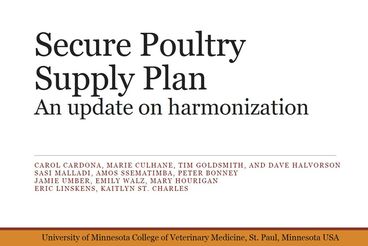 Secure Poultry Supply Plan: An Update on Harmonization