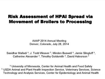 Risk Assessment of HPAI Spread via Movement of Broilers to Processing