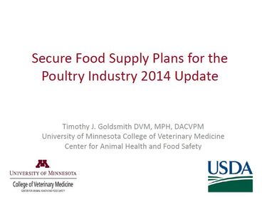 Secure Food Supply Plans for the Poultry Industry 2014 Update