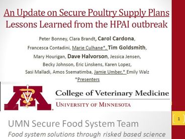 An Update on Secure Poultry Supply Plans Lessons Learned from the HPAI Outbreak