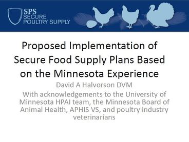 Proposed Implementation of Secure Food Supply Plans Based on the Minnesota Experience